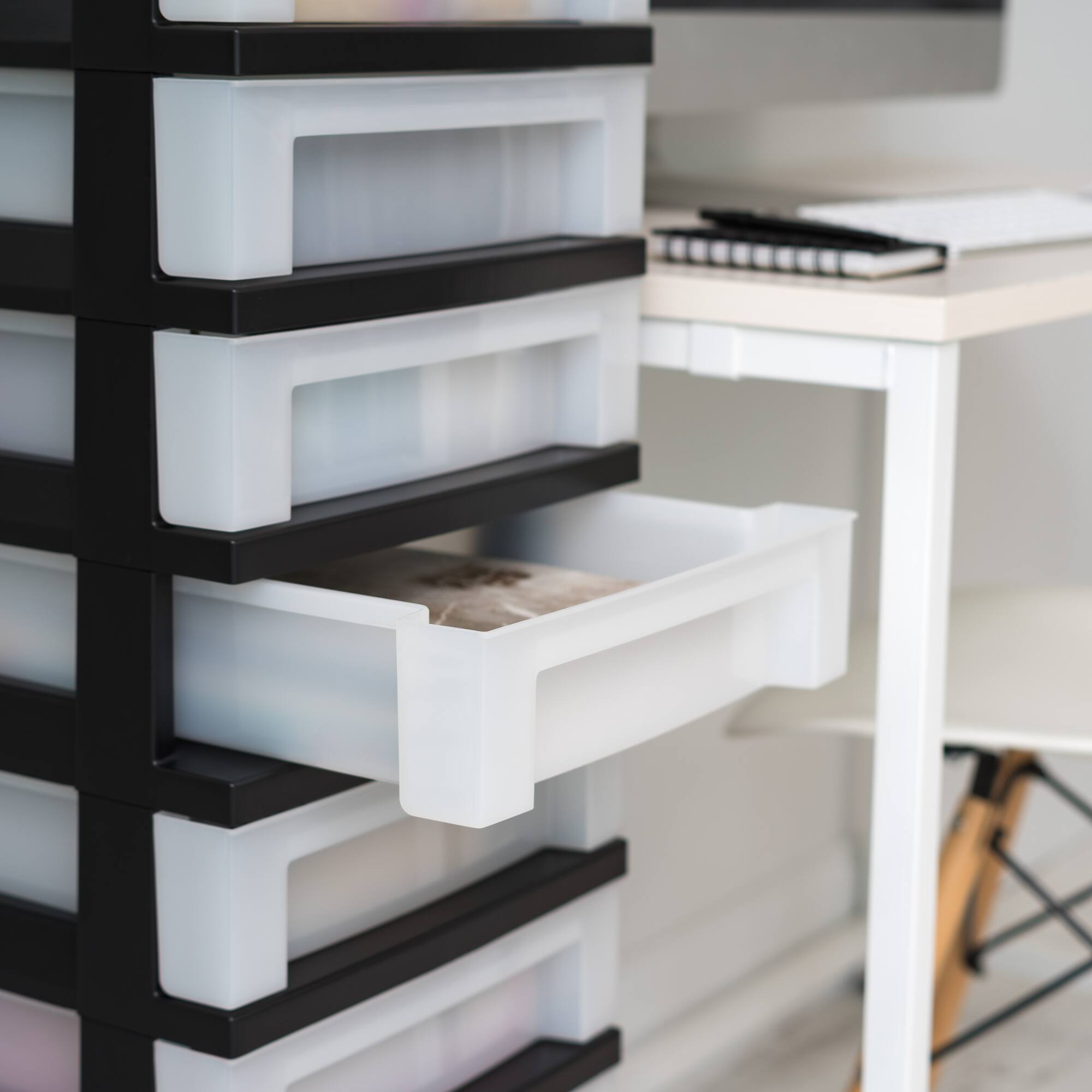 IRIS Black 9-Drawer Storage Cart with Organizer Top